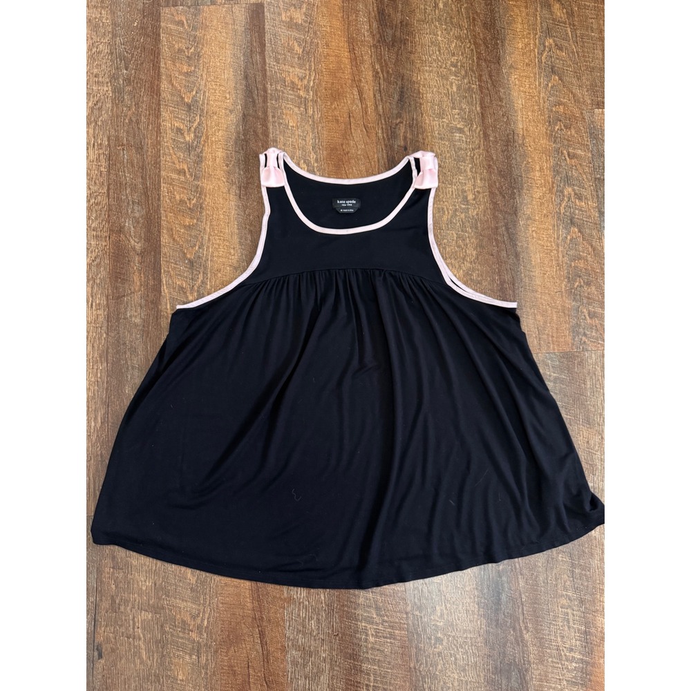 Kate Spade New York Black Pink Bow Babydoll Swing Tank Top M